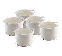 Lot de 5 panier de rangement, corbeille de rangement ronde tressée coloris blanc - Diamètre 28 x Hauteur 20 cm -JUANIO - Blanc G