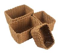 Lot de 5 Paniers de Rangement Tressés en Papier, Corbeilles Empilables Paniers et Boîtes de Rangement,pour Salle de Bain, Organisateur pour Jouets, Langes, Cosmétiques