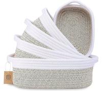 Lot de 5 paniers en corde de coton tressée - Boîte de rangement pour la salle de bain et la table à langer