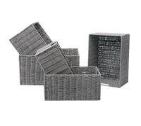 Lot de 5 paniers haut empilables en Métal et papier - Gris
