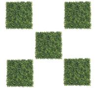 Lot de 5 panneaux de pelouse artificielle de 25,4 x 25,4 cm avec protection contre les UV pour clôture, écran de jardin, fausse feuille de lierre, décoration murale, toile de fond verte