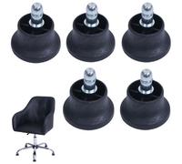 Lot de 5 patins de sol HWC-K72 au lieu de roulettes - stabilité ferme pour chaise de bureau/de salle à manger, patins de pied, Ø 11mm noir