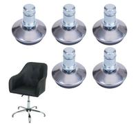 Lot de 5 patins de sol HWC-K74 au lieu de roulettes - pied fixe pour chaise de bureau/de salle à manger, patins, Ø 11mm argenté