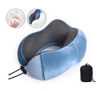 Lot de 5 pcs Coussin de Voyage Oreiller de Voyage bleu, Oreiller Cervical Memoire Forme Coussin Tour de Cou pour Avion, Voiture, Train, Bureau