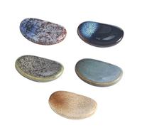 Lot de 5 petits repose-cuillères en céramique (1,4 x 3,7 x 5,5 cm), repose-cuillère pour cuisinière, porte-ustensiles de cuisine, décoration de table et accessoires