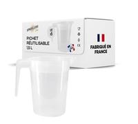 Lot de 5 Pichets Réutilisables 1,5L en Polypropylène (PP) Alimentaire - Pichet Transparent Résistant et Empila