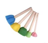 Lot de 5 pinceaux de peinture en éponge pour enfants créatifs | Ensemble de 5 pièces, différentes tailles, facile à utiliser, application uniforme de la couleur, favorise la créativité