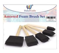 Lot de 5 pinceaux en Mousse pour Peinture Acrylique, Peinture, Peinture, décoration, Vernis, Taches, Manche en Bois (5 pinceaux en Mousse de Tailles Assorties - 1 Paquet)