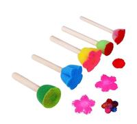 Lot de 5 pinceaux éponge - Pinceaux en Mousse - Kit de Peinture éponge avec Manche en Bois - Outils de Peinture pour - Faciles à sécher et à Nettoyer - Réutilisables - pour Le Dessin des