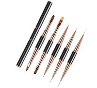 Lot de 5 pinceaux portables à double extrémité pour décoration d'ongles - Pour décoration française, peinture florale, application de couleur et peinture à la maison, pour femmes, filles, femmes