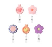 Lot de 5 pinces à badges rétractables, porte-badge mignon, porte-badge réutilisable, accessoires pour badges d'identification