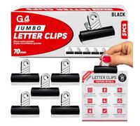 Lot de 5 pinces à lettres Jumbo Bulldog de 70 mm (noir)