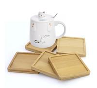 Lot de 5 plateaux carrés en bambou de 9 cm - Petit plateau en bois fait à la main - Plateau de service - Dessous de verre en bambou pour travaux manuels - Accessoires de mosaïque - Décoration