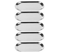 Lot de 5 Plateaux Ovales en Acier Inoxydable, Argent | Rangement Bijoux Et Serviettes Invités, Lisse Ovale, Plateaux Pour Salle De Bain Vanity Table À Manger, Argent
