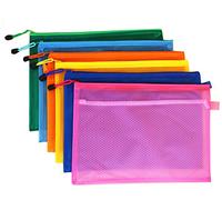Lot de 5 pochettes en maille pour documents A5 - En plastique - Pour bureau, école, papeterie, produits cosmétiques - Orange