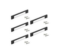 Lot de 5 poignées pour meubles Montréal, L192mm, entraxe 160mm, Zamak, Peint en noir