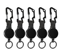 Lot De 5 Porte-Clés Rétractables Robustes Avec Mousqueton Et Enrouleur De Badge
