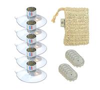 Lot de 5 Porte Savon Aimanté | Couleur Argenté | avec Drapeau France | à Ventouse | sans Perçage | en Acier Inoxydable | se Fixent sur Toutes Les Surfaces | Idéal pour Salle de Bain, Cuisine
