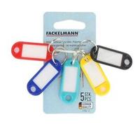 Lot de 5 portes clefs avec étiquettes Fackelmann Blanc,Turquoise,Noir,Jaune,Bleu,Rouge G