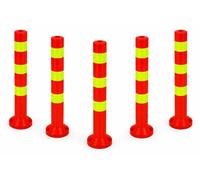 lot de 5 - Poteaux de barrage [hauteur-68cm] - Poteaux de barrage en plastique réfléchissant | Barrière avec pied [fixation avec vis] | Poteau de barrage | Poteau de parc couleur rouge | Poteau de bal
