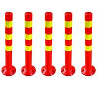 lot de 5 poteaux de délimitation en plastique - 72,5cm réfléchissants | Barrière pour industrie, entrepôt, parking avec pied [fixation avec vis] Poteaux de délimitation - Park Poteaux Poteaux de guida