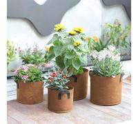 Lot de 5 pots de fleurs en fibre, 56 litres, 50 cm de diamètre, bacs à plantes avec poignées, bacs à plantes recyclables, espaces verts, culture de pommes de terre, tomates et fleurs (marron)