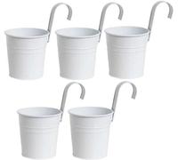 Lot de 5 pots de fleurs suspendus en métal avec crochets