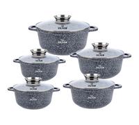 Lot de 5 pots en marbre 16/20/22/24/28cm ZILNER Gris ZL-7055-A