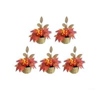 Lot de 5 pots en soie orange en forme de feuille d'érable 15 x 20 cm | Lot de 5 pots en érable orange en soie, taille 15 x 20 cm, teintes d'automne vives, pas d'arrosage nécessaire, faux feuillage