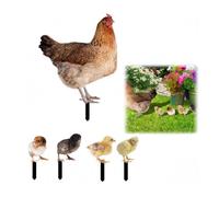 Lot de 5 poules décoratives de jardin faites à la main Statues de poule Décoration de jardin Famille Statue décorative jardin Poule