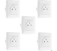 Lot de 5 prises affleurantes 2P+T 16A simple - Artezo - Zenitech Blanc G