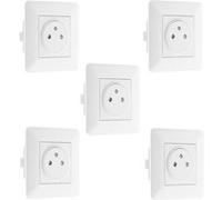 Lot de 5 prises affleurantes 2P+T 16A simple - Artezo - Zenitech Blanc G