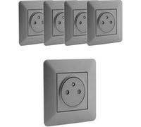 Lot de 5 prises Artezo affleurantes 2P+T 16A titanium - Zenitech G