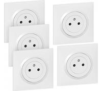 Lot de 5 prises avec terre complet Dooxie, LEGRAND, blanc
