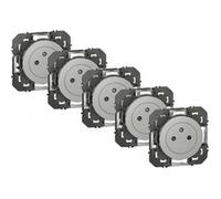 Lot de 5 prises avec terre Dooxie, LEGRAND, aluminium