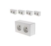 - Lot de 5 prises doubles saillie 2P+T Blanc - Vulco