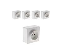 - Lot de 5 prises simples saillie 2P+T Blanc - Vulco