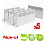 Lot de 5 radiateurs chauffage électrique à inertie Noirot Moby FP 2000W blanc fil pilote 6 ordres