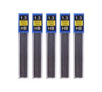 Lot de 5 recharges de mines de crayon automatique HB 0,3 mm, 0,5 mm, 0,7 mm, 0,9 mm, recharges remplaçables pour porte-mines (1,3 mm)