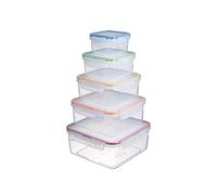 Lot de 5 récipients carrés emboîtables avec joints cols 2,1 l/1,3 l/820 ml/430 ml/180 ml