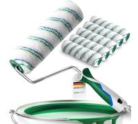 Lot de 5 rouleaux de peinture avec étrier - Rouleau de peinture de 25 cm avec poils de 12 mm - Poignée 3K et prise de style - Rouleaux de peinture pour peinture murale - Outil de peinture