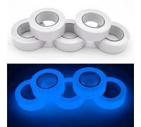 Lot de 5 rouleaux de ruban adhésif fluorescent - Ruban d'avertissement lumineux - Ruban de marquage autocollant pour escaliers, échelles, sols glissants, intérieur et extérieur - Bleu - 3 cm x 3 m