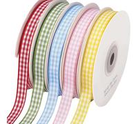 Lot de 5 rouleaux de ruban décoratif double face de 9,1 m - Ruban fin coloré pour décoration de vacances - Pour bouquet de fleurs, nœuds pour cheveux, décoration d'intérieur, guirlande, anniversaire