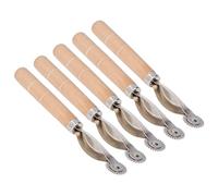 Lot de 5 roulettes de Traçage en Acier Inoxydable avec Manche en Bois pour le Marquage et le Poinçonnage, Roule à avec Pointe D'aiguille en Cuir, Accessoires de Couture