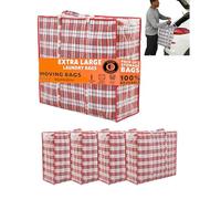 Lot de 5 sacs de rangement extra large - 144 l - En carton - Avec fermeture éclair - Sac de rangement, vêtements, couvertures, coussin - 80 x 60 x 30 cm - Rouge