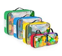 Lot de 5 sacs de rangement pour jouets compatibles avec les briques Lego Organisateurs de jouets de voyage pour enfants à construire une voiture jouet puzzle avec poche en filet et poche pour