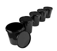 Lot de 5 seaux avec Couvercle - 16 litres - Noir - Étanche et Stable - Convient à Un Usage Alimentaire - avec poignée et Couvercle - pour Produits Chimiques - pour Les Aliments