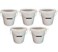 Lot de 5 seaux de 15 litres avec couvercle blanc, seaux à lait/stockage empilables, seaux à miel, seaux en plastique avec agrément alimentaire, récipients de qualité alimentaire, seaux vides pour