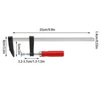 Lot de 5 serre-joints en F - Serre-joints à tige - Portée : 25 cm - Profondeur : 5 cm - En fer - Pour les travaux du bois