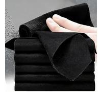 Lot de 5 serviettes de nettoyage réutilisables en microfibre pour vitres de cuisine, fenêtres de voiture (noir, 20 x 25 cm)